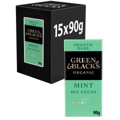 G&B Organic Smooth Mint 50% Dark Chocolate Bar 90g  (Box of 15)